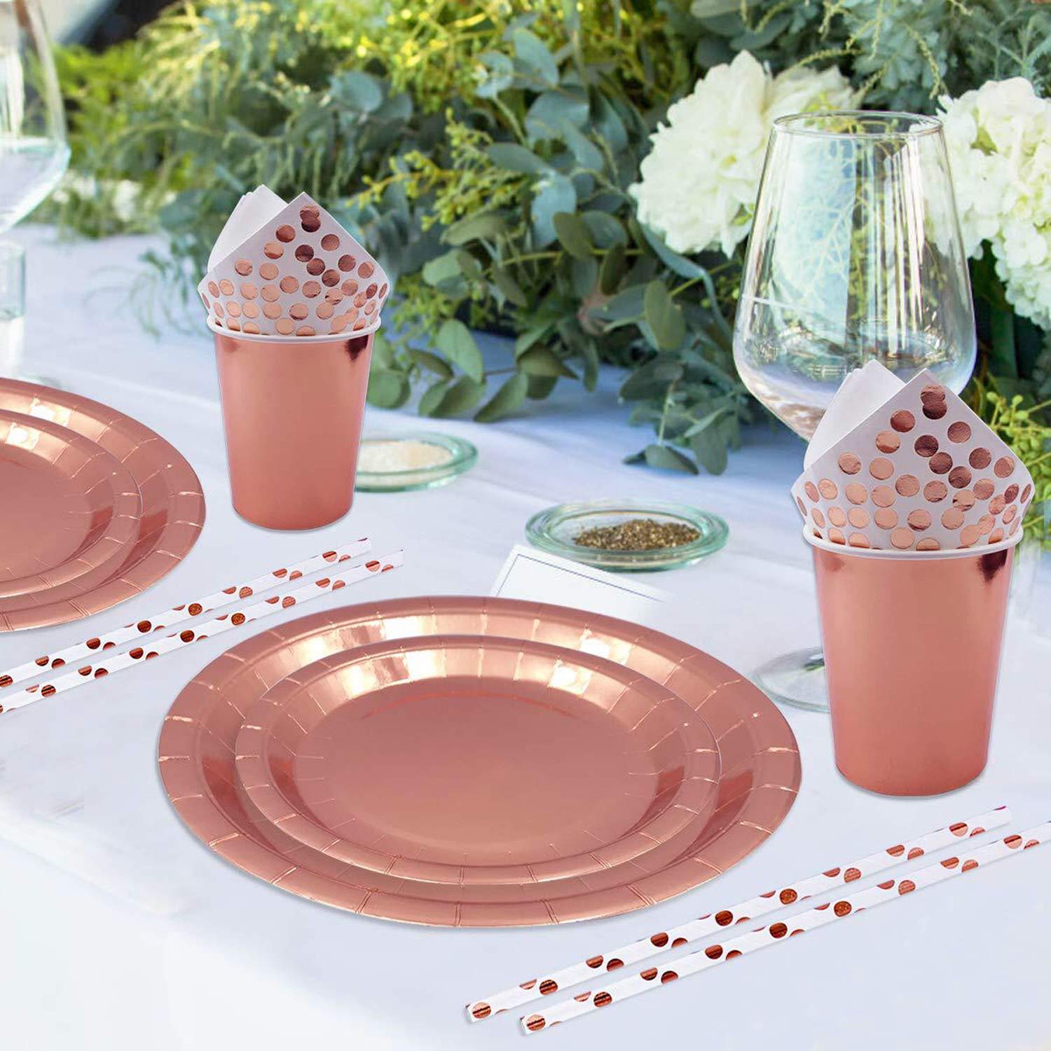 10 Piatti Di Carta A Forma Di Cuore Rosa E Oro - 22.5x20 Cm, Per Feste E Compleanni - Foto 5