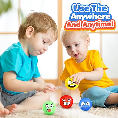 Miniatura 4 de Bolas de estrés esponjosas para niños bolas de masa suaves para aliviar la ansiedad y el estrés, paquete de 4 juguetes antiestrés de levantamiento