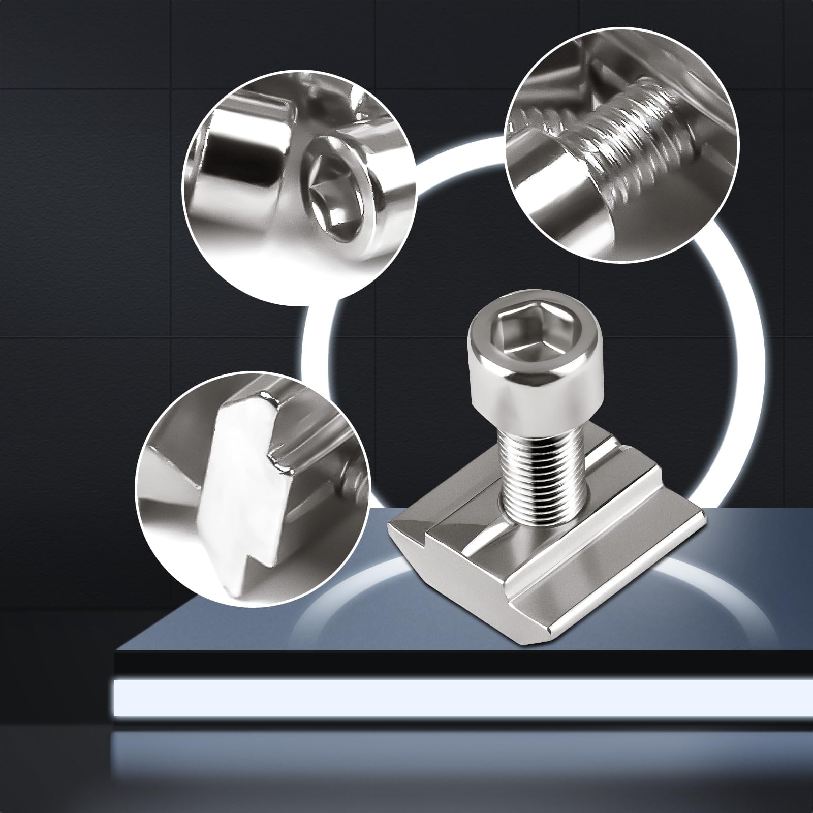 40 Piezas Deslizante Tuerca M5 Tuerca en T European Standard Tuercas Deslizantes Serie 20 Carbono Tuerca de Ranura para Accesorios de Perfil de Aluminio Perfiles de Extrusión de Estándar