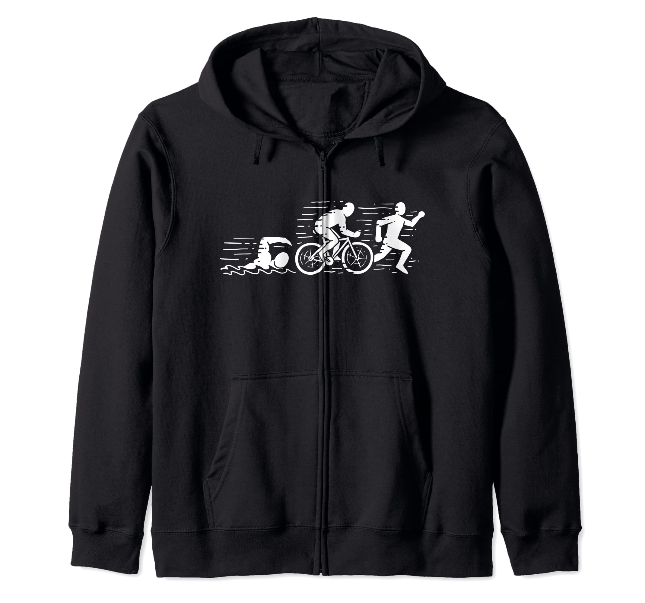 Triathlon - Swimming, Cycling, Running - Sports Zip Hoodie, Black