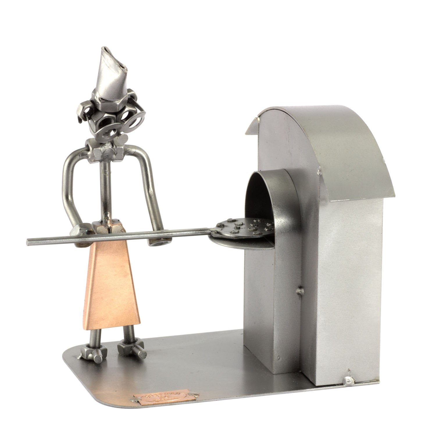 Steelman24 I Omini di Viti Pizzaiolo con Piastra di Incisione Personale I Idee Regalo I Soprammobili in Metallo