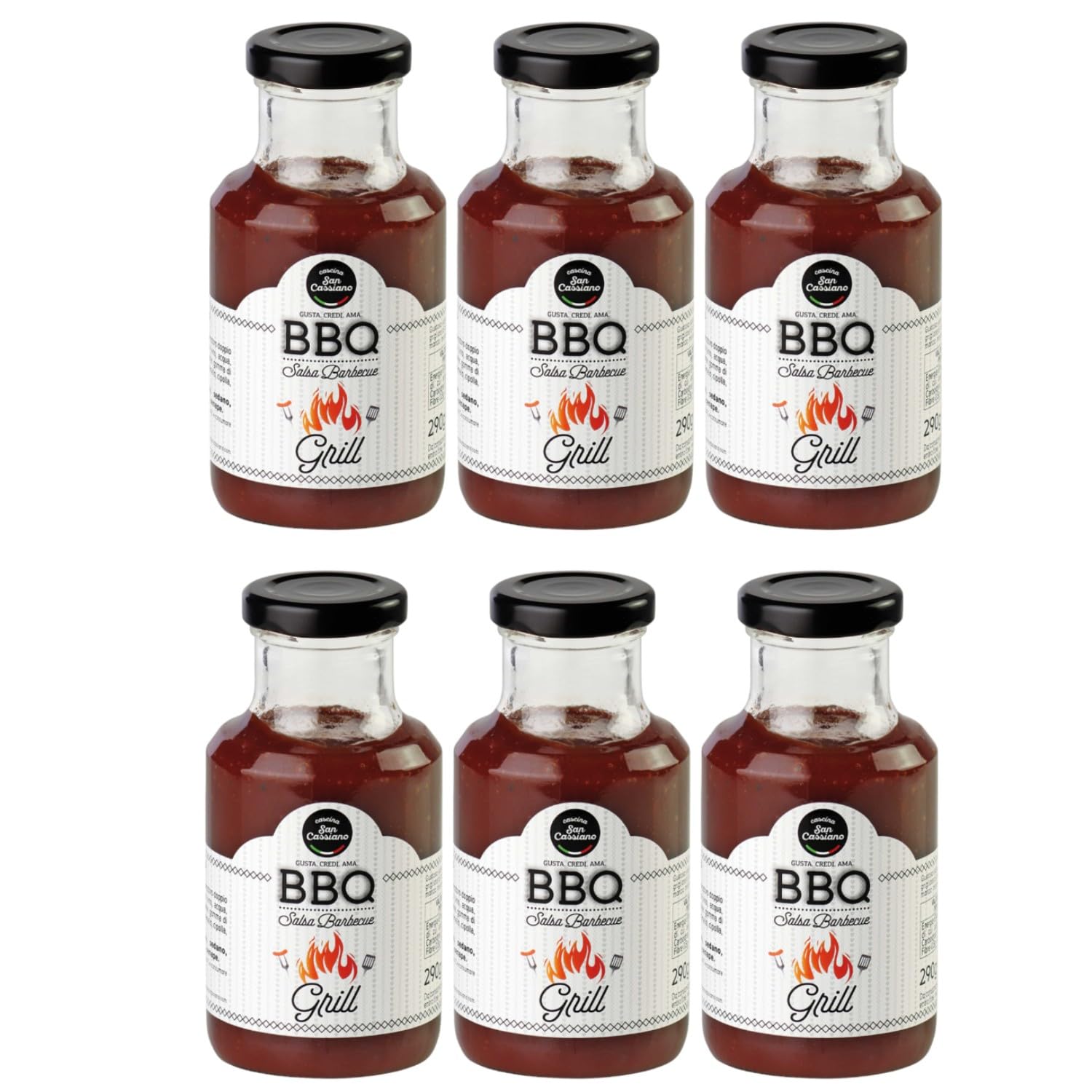 Cascina San Cassiano BBQ-Sauce mit Tomaten und Gewürze Italien inkl. FeinWert E-Book (6 x 290g)
