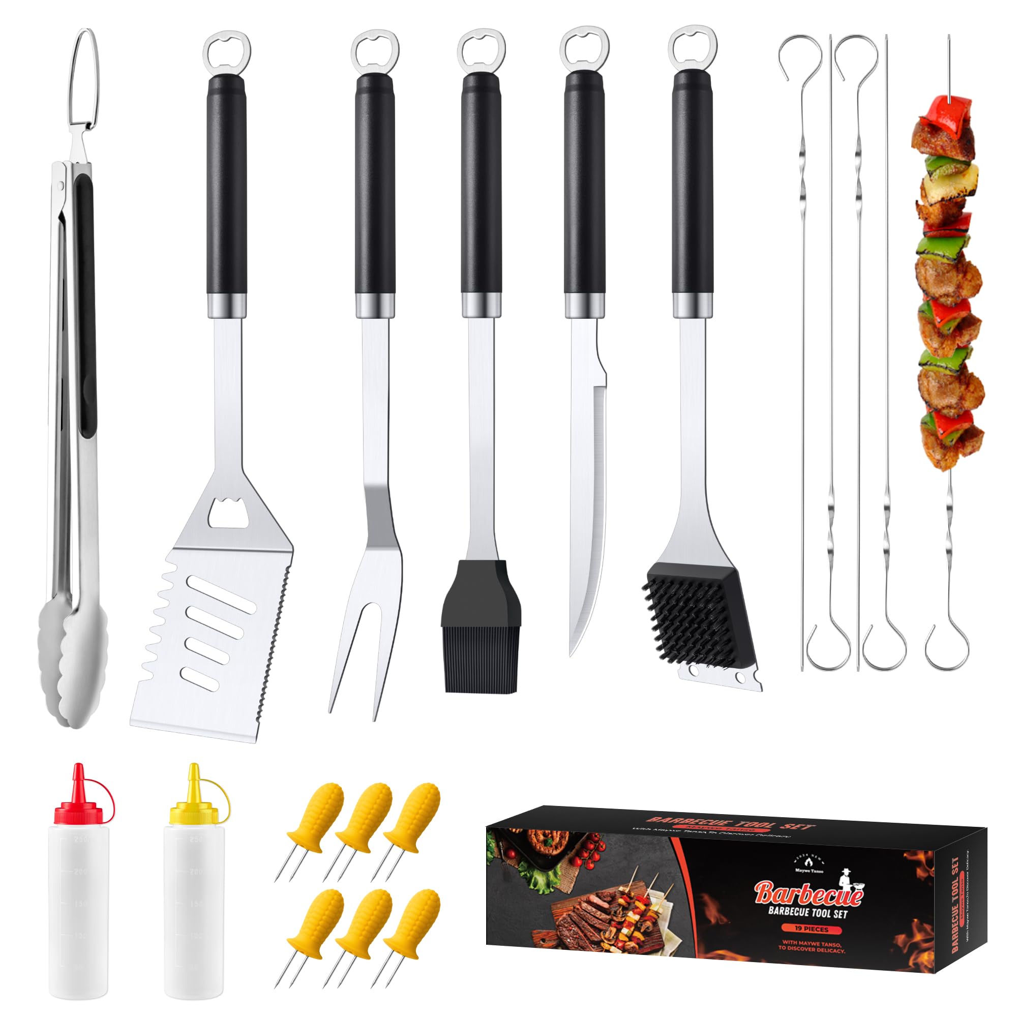 BBQ Grilling Accessories Grill Tools Set, Stainless Steel BBQ Utensils for Grill, Professional Barbecue Accessories Barbecue Kit for Men & Women,