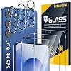 firtstnow Paquete de 3 Protectores de Pantalla de Vidrio Templado para Samsung Galaxy S25 FE + Paquete de 3 Protectores de Lente de Cámara, Resistencia Militar a Golpes, Dureza 9H, Desbloqueo por Huella Digital, Compatible con Funda, 6.7 Pulgadas 1
