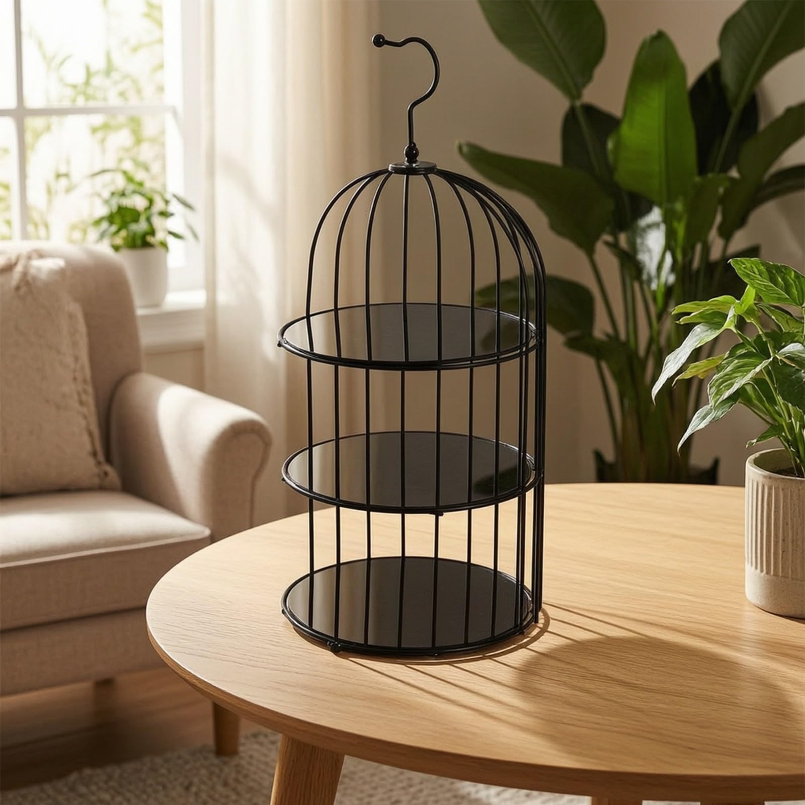 Colcolo Expositor Postres Estilo Jaula Pájaro corativo Acrílico con Gancho Autoportan para Entrenimiento en Casa , 8 Pulgadas , Jaula 3 Niveles