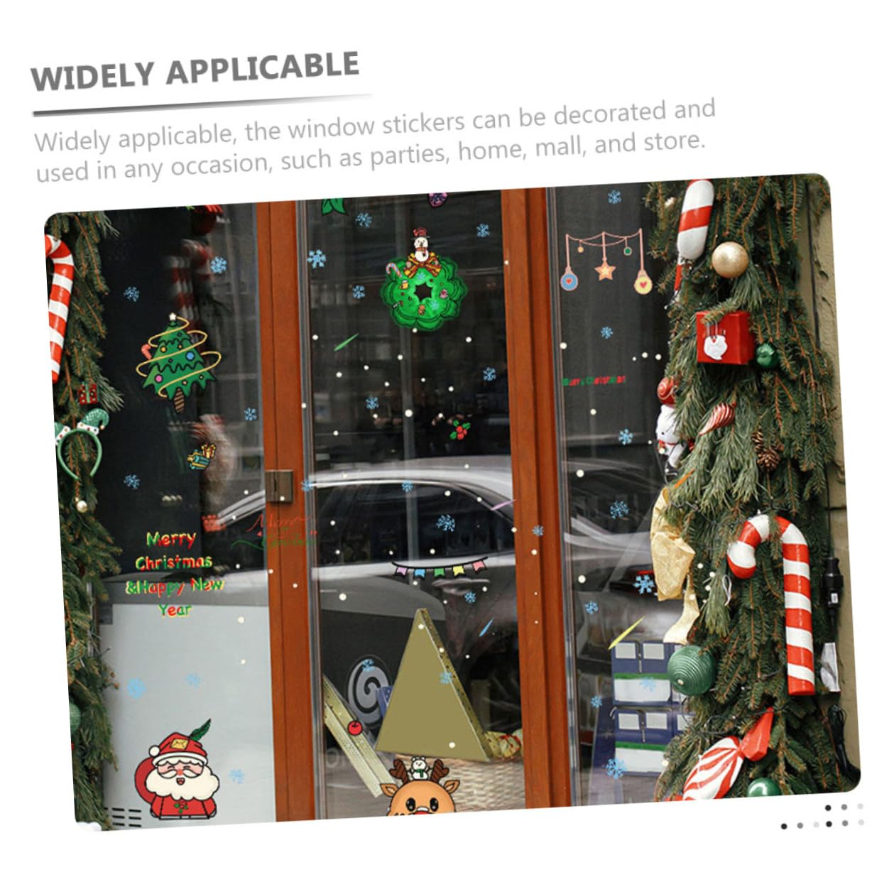 Angoily 30 Piezas Pegatinas Navideñas para Ventanas de PVC Decoración Removible con de Santa Claus Árbol y Reno Adhesivos Festivos para Cristales Navidad