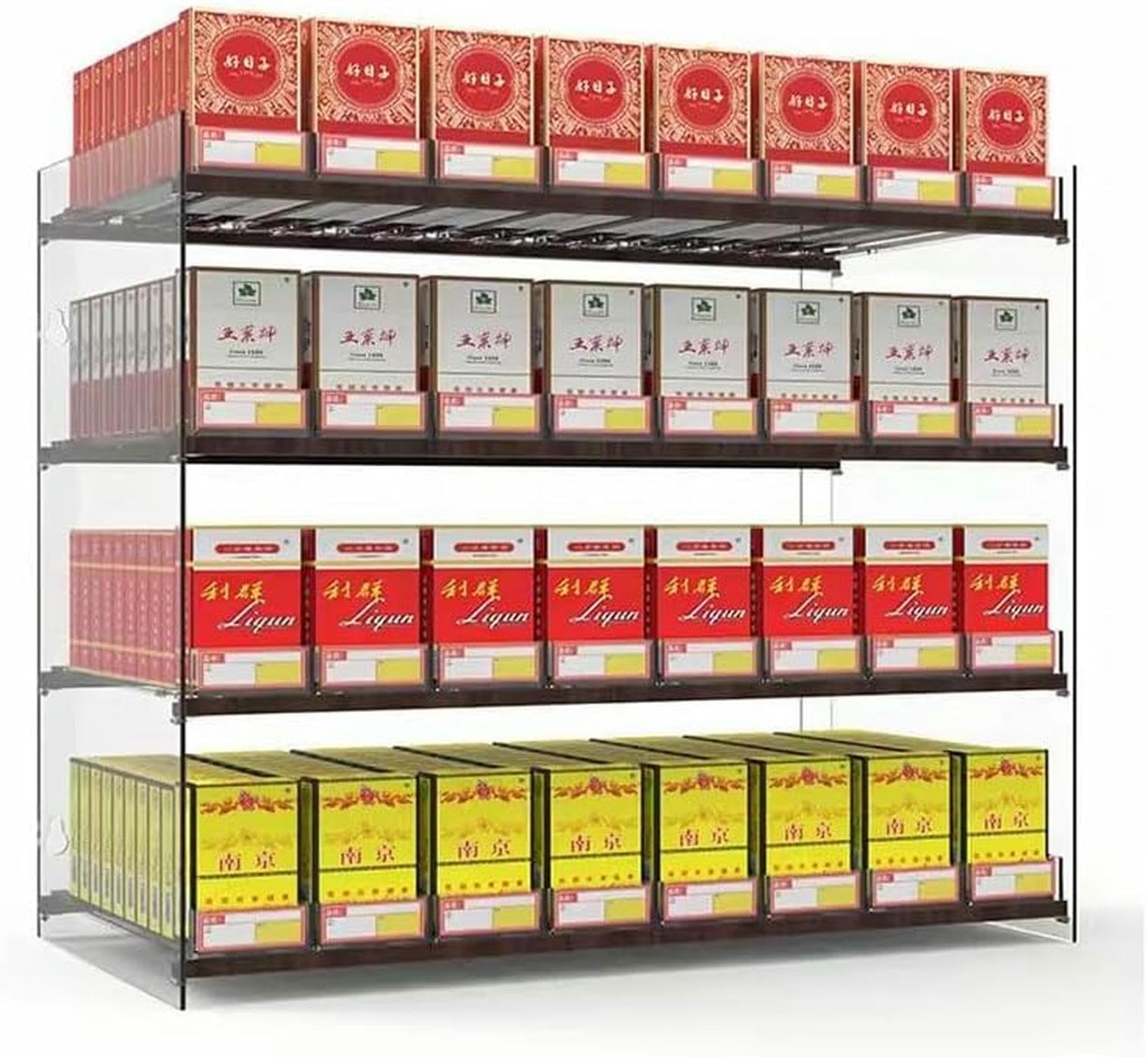 Support à cigarettes mural pour ranger vos étuis avec poussoirs transparents
