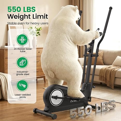 Miniatura 6 de ANCHEER Máquina elíptica de ejercicios, máquina elíptica para el hogar, equipo cardiovascular de 550 libras, máquina elíptica ultra silenciosa, 16