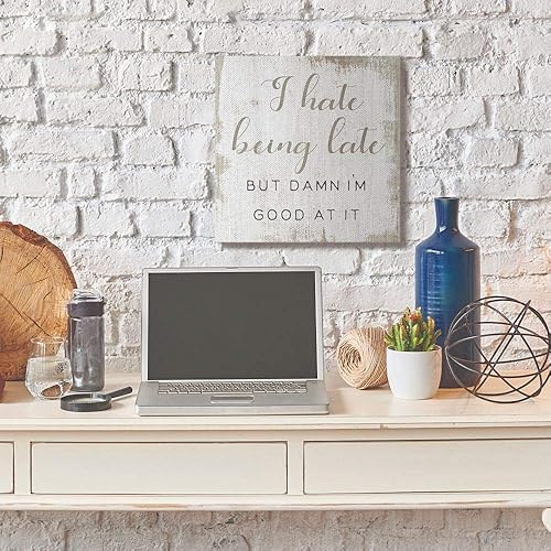 Miniatura 2 de Stupell Industries Hate Being Late Funny Paint Word Textured, diseño de la artista Daphne Polselli, arte de pared, 24 x 24 pulgadas, lienzo