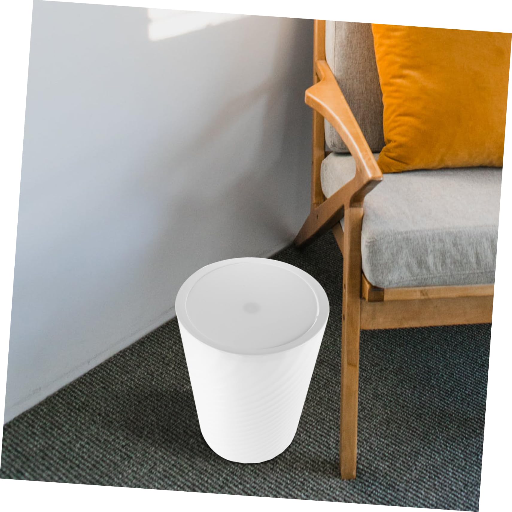 FONDOTIN Small Plastic Trash Can Lid Bathroom Wastebasket Bin Office Bedroom Waste Basket