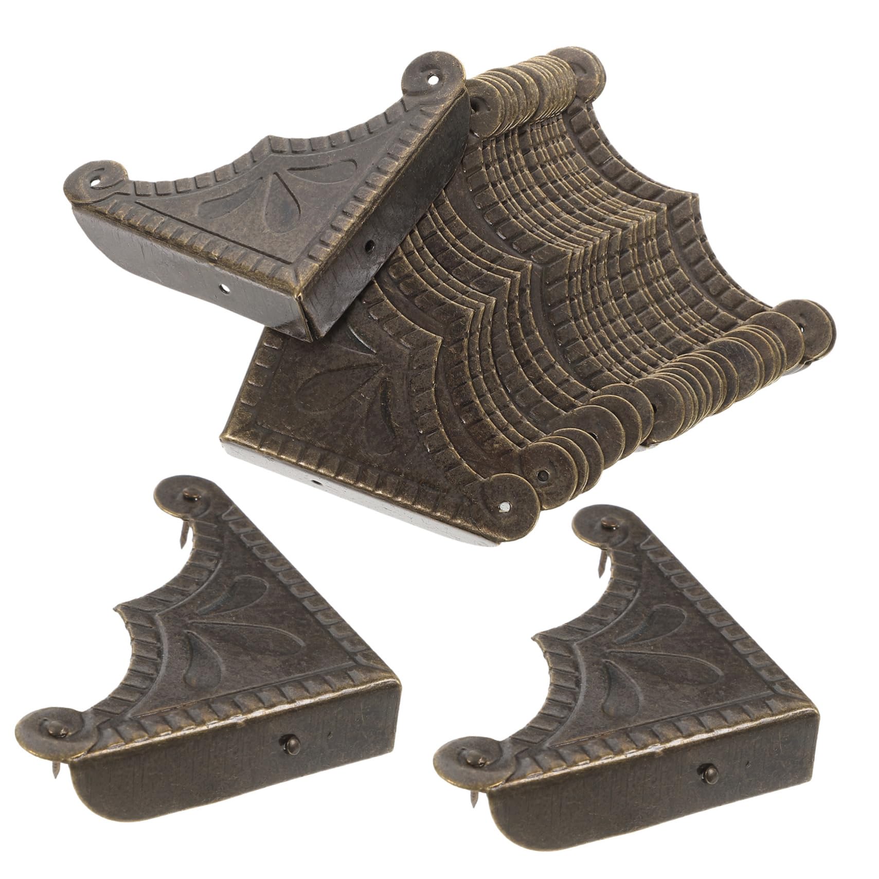 Balacoo 30pcs Wooden Box Corner Protectors Decorative Edges Covers for Furniture Iron Material Classic Style
