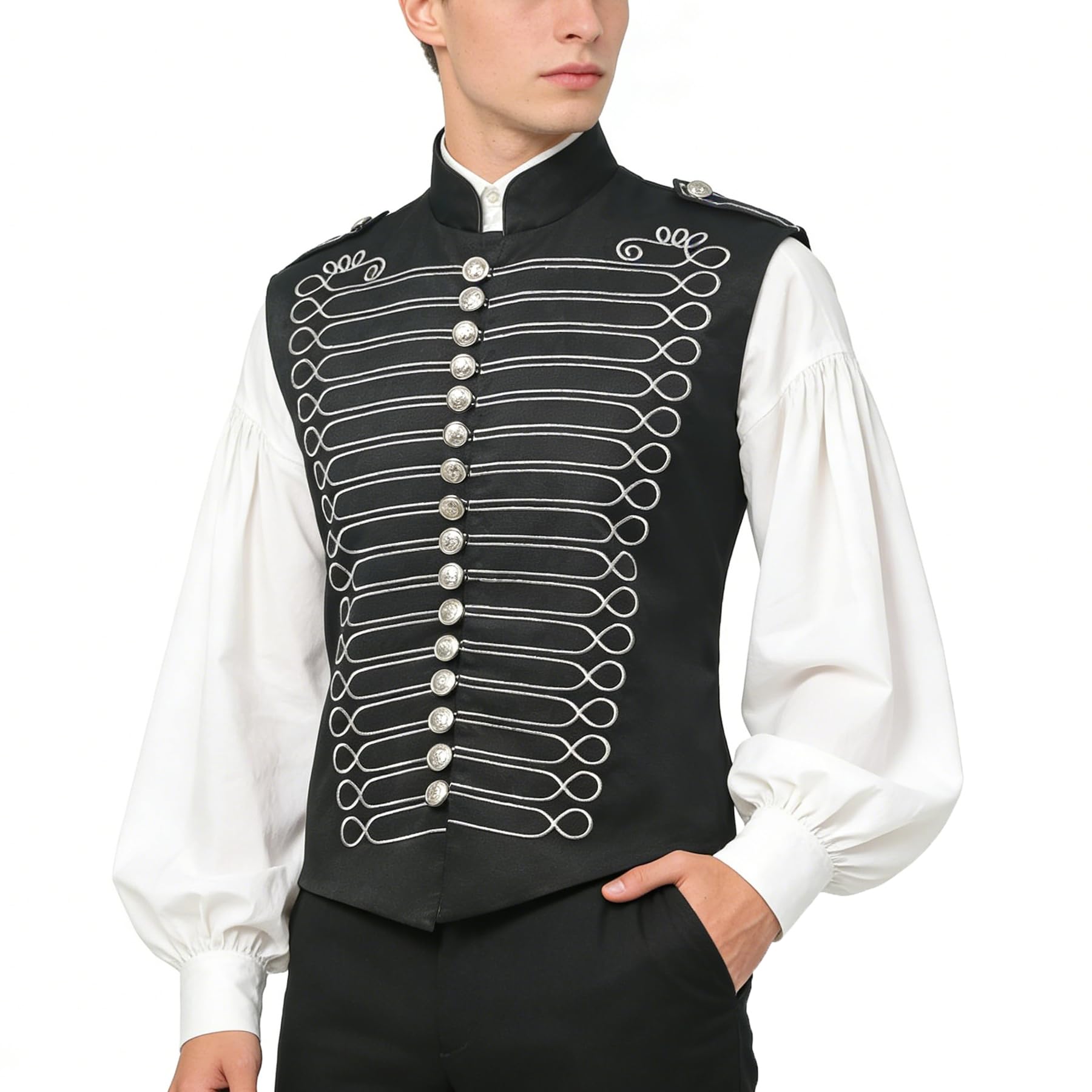 Steampunk Sleeveless Military Drummer Parade Jacket for Men Vest Cosplay Halloween Costume — image 1