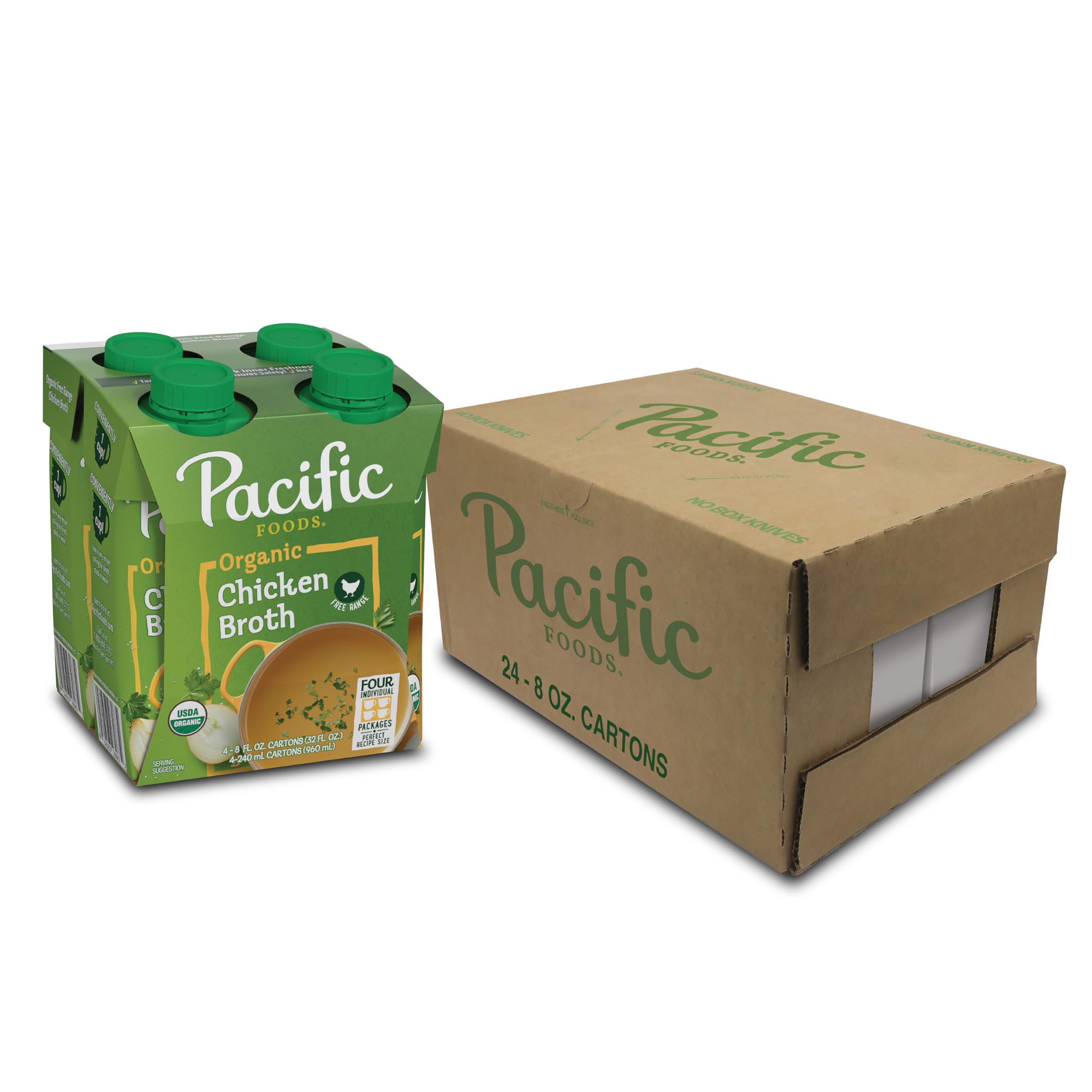 Pacific Foods Organic Free-Range Chicken Broth, 8 oz Carton (24 Pack)USDA Organic