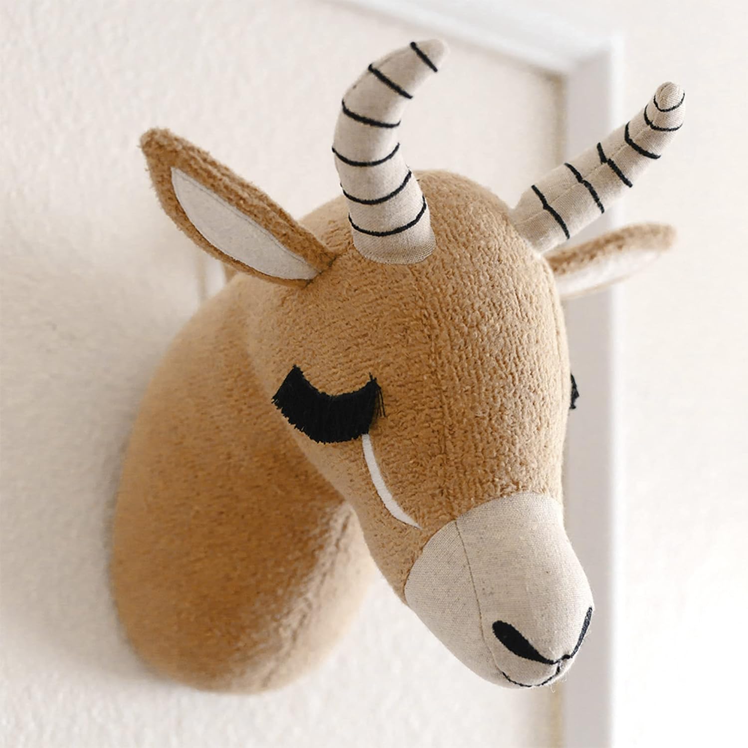 Handmade Brown Plush Antelope Head Wall Décor