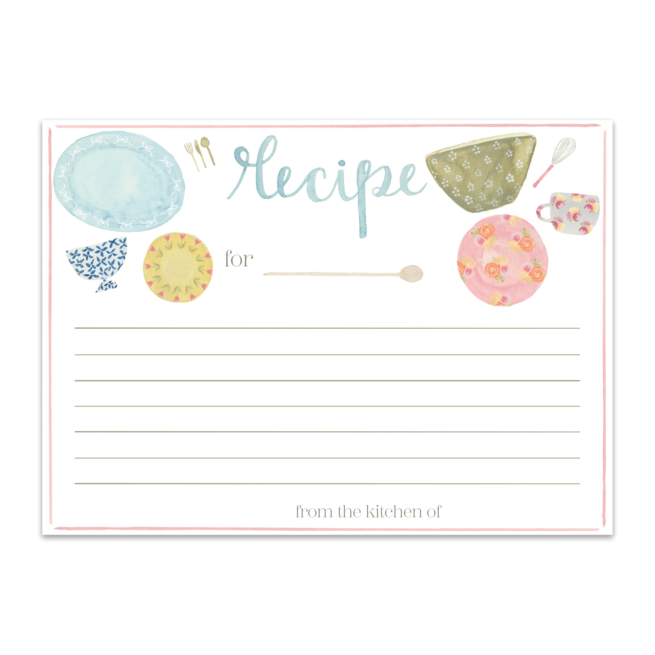 Hand Painted Watercolor Recipe Cards