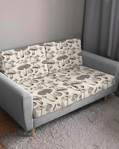 Miniatura 3 de Fundas de cojín para sofá, fundas elásticas para sofá, diseño vintage de hongos y hojas, fundas protectoras de muebles para perros y mascotas, S, 1