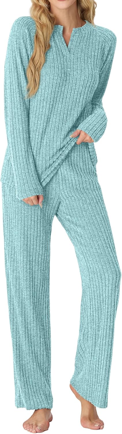 PrinStory Womens Pajama Sets Pajamas Fall Winter Long Sleeve Lounge Set Two Piece Soft Pjs