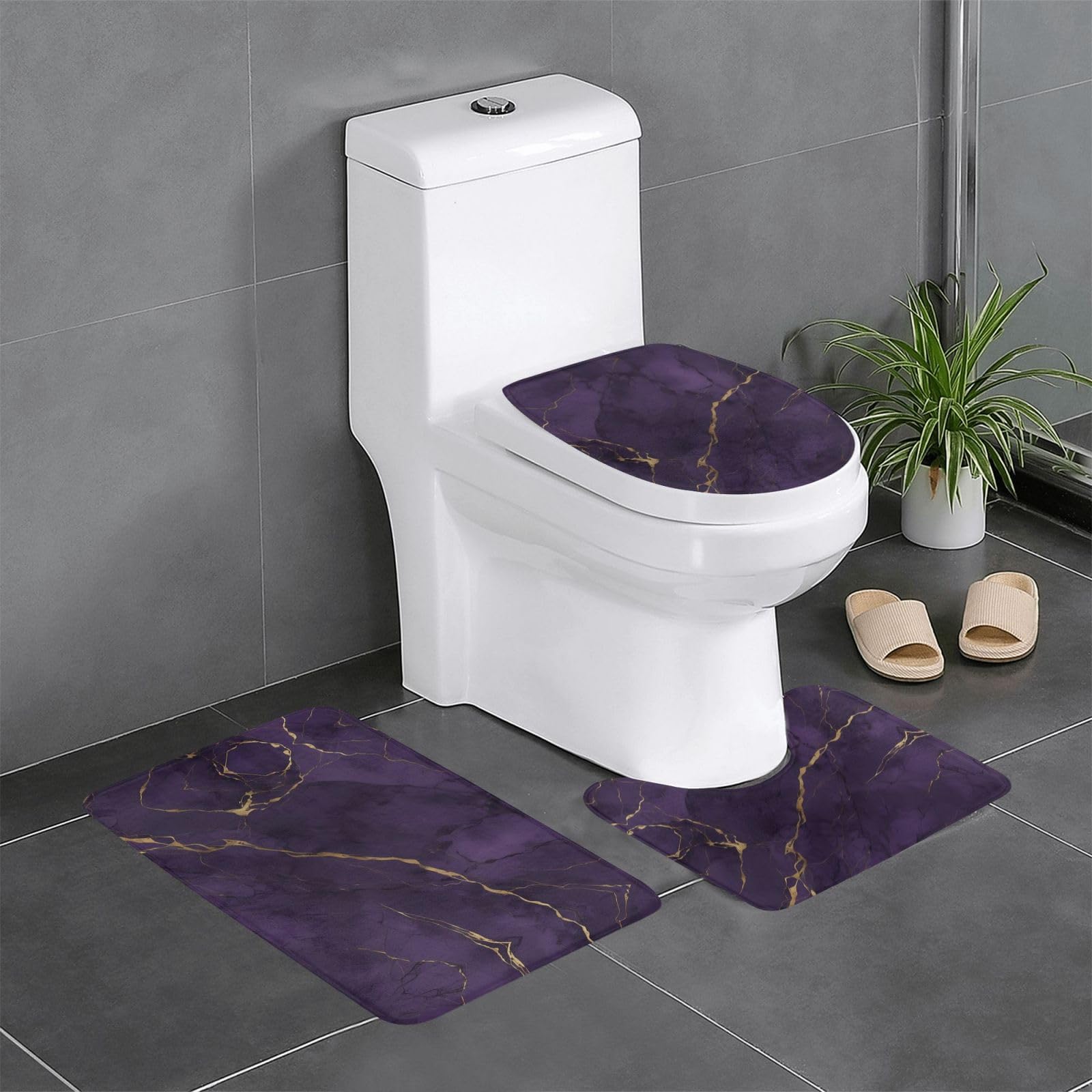 Tapis de bain marbre violet antidérapant pour éviter les glissades