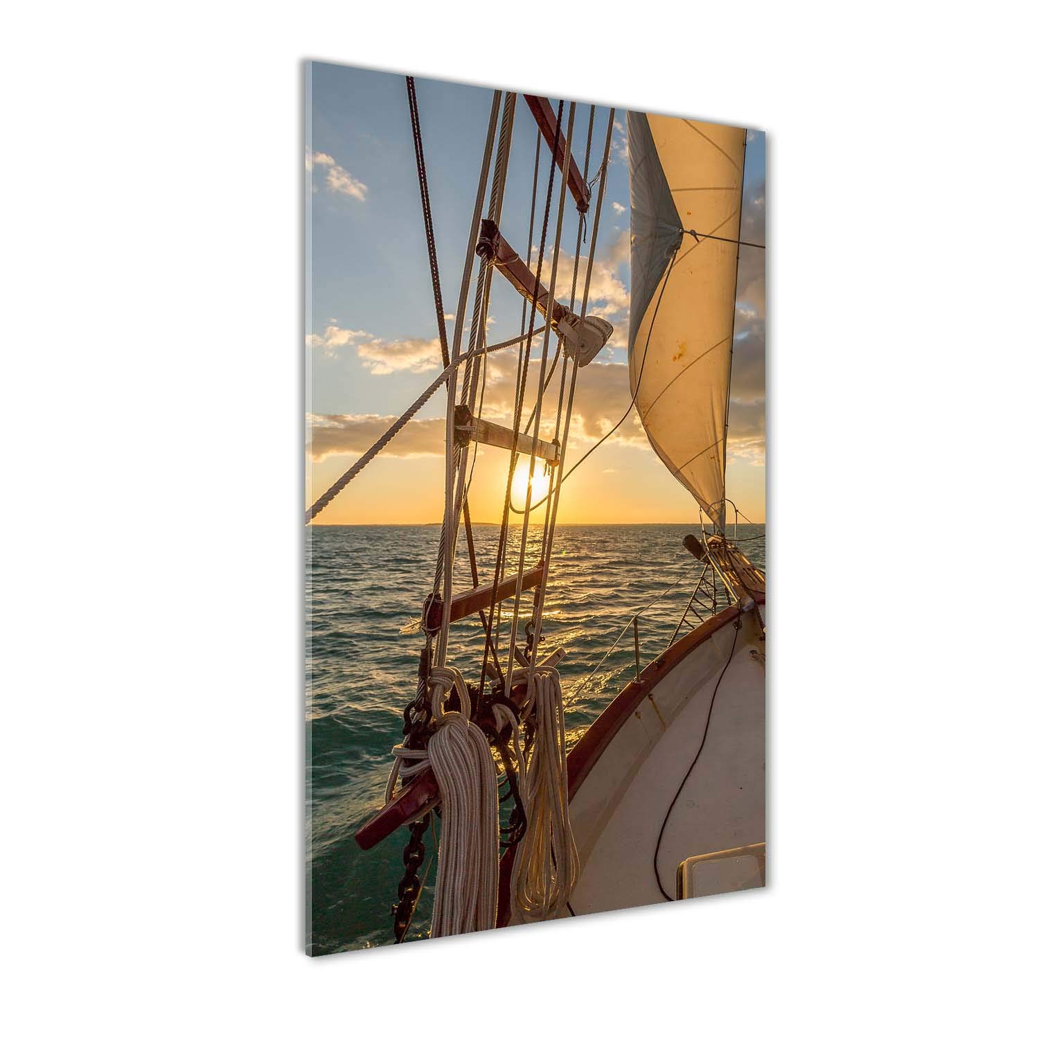 Tulup Impression sur Verre de 50x100 cm Image Tableau Photo décorative panoramique pour la Cuisine et Le Salon - Véhicules - Yacht sur la mer - Jaune