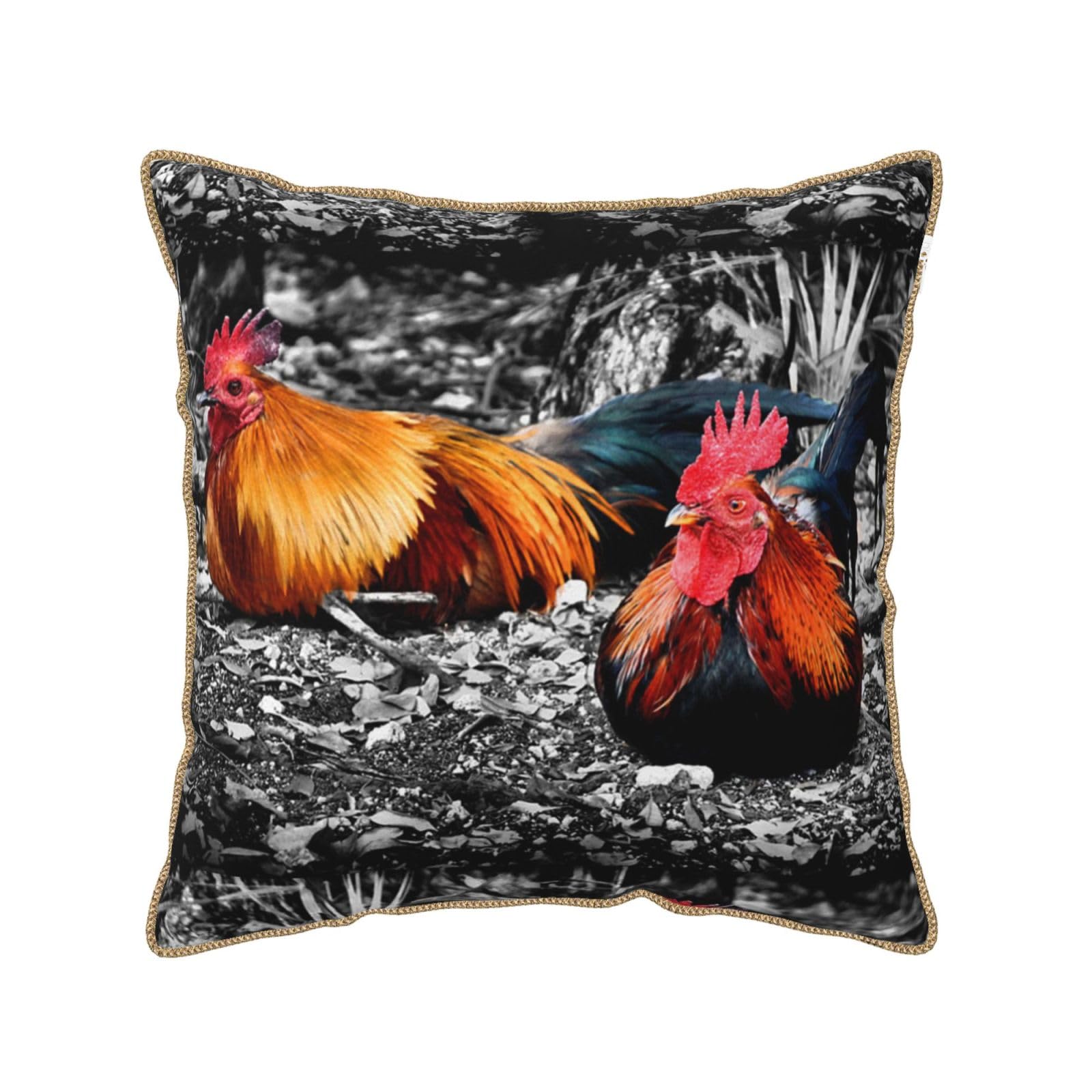 Housse de coussin velours coq de poule pour un salon chaleureux