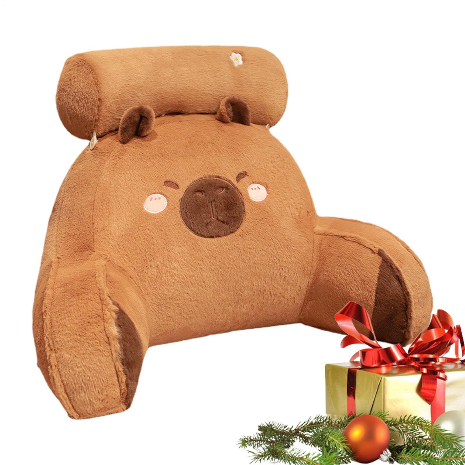 Capybaras Plüschkissen, 60 x 40 cm, PP-Baumwolle, Capybaras, Tier-Plüsch | Lesekissen, niedliches und superweiches Plüschkissen, Nackenstützkissen, Stuhlkissen, abnehmbare Nackenrolle, Sit-Up-Kissen f