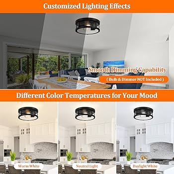 Black Flush Mount Ceiling Light Fixture, Farmhouse Light