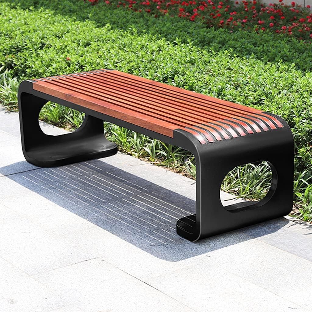 Patio Benches for Outdoors Outdoor Park Chair Garden Solid Wood Leisure Home Open-air Seat Stainless Steel Rest Bench Garden Benches for Outdoors