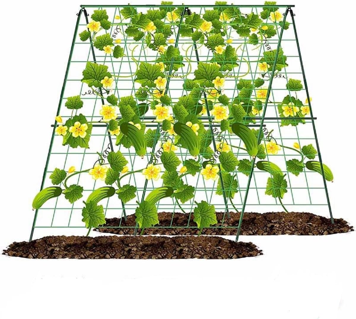 48" H x 48" L Cucumber Trellis for Raised Bed Adjustable A-Frame Trellis for Climbing Plants Outdoor Garden Trellis for Vegetable Cucumbers Tomatoes Grow Supports(with Climbing Net)