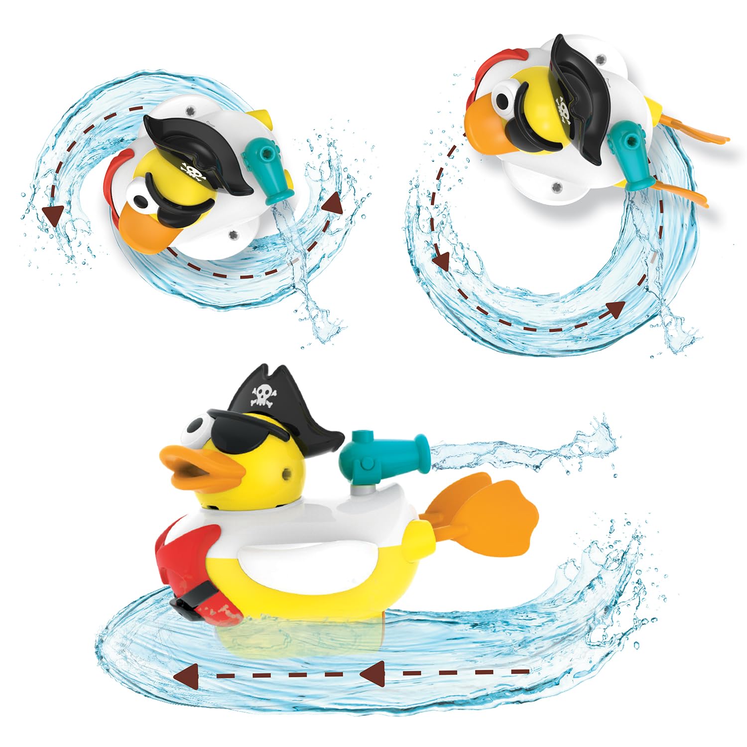 Yookidoo - Jet Duck, papera pirata, Giocattolo da Bagno a Batteria, con Cannone Spara acqua e Portaoggetti, per Bambini da 2-6 Anni