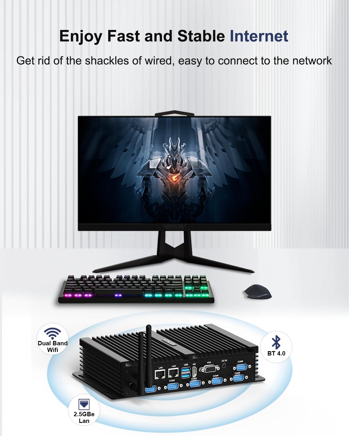 VENOEN Mini PC Industrial, PC sin Ventilador i7, Computadora Industrial, Core i7 8550U, W11 Pro, HD1.4, VGA, 6 RS232 COM, RJ45 LAN, USB, Ranura SIM, WLAN, BT4.0, WOL, Raid, 16GB RAM 512GB SSD