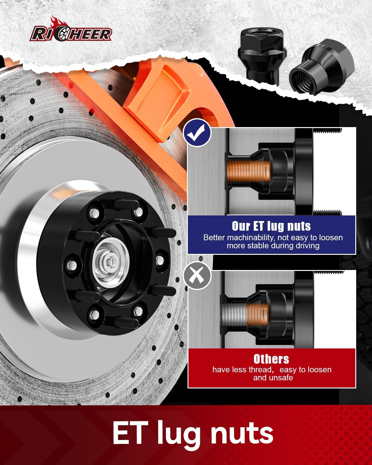 Richeer 1.5'' 6x5.5 Wheel Spacer for 1995-2023 Tacoma with Extend Lug Nuts, 4PCS 6x139.7mm Hub Centric Wheel Spacers with 12x1.5 Studs & 106mm for 4Runner Tundra FJ Cruiser Sequoia GX470 GX460