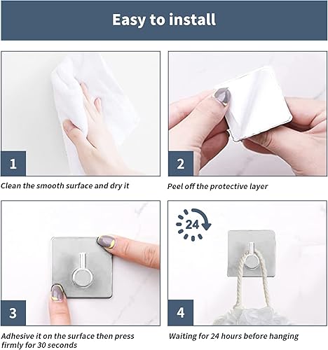 Miniatura 7 de Ganchos autoadhesivos, impermeables en los ganchos de ducha para colgar esponjas de lufa, toallas para baño, cepillo de baño, ganchos extraíbles de