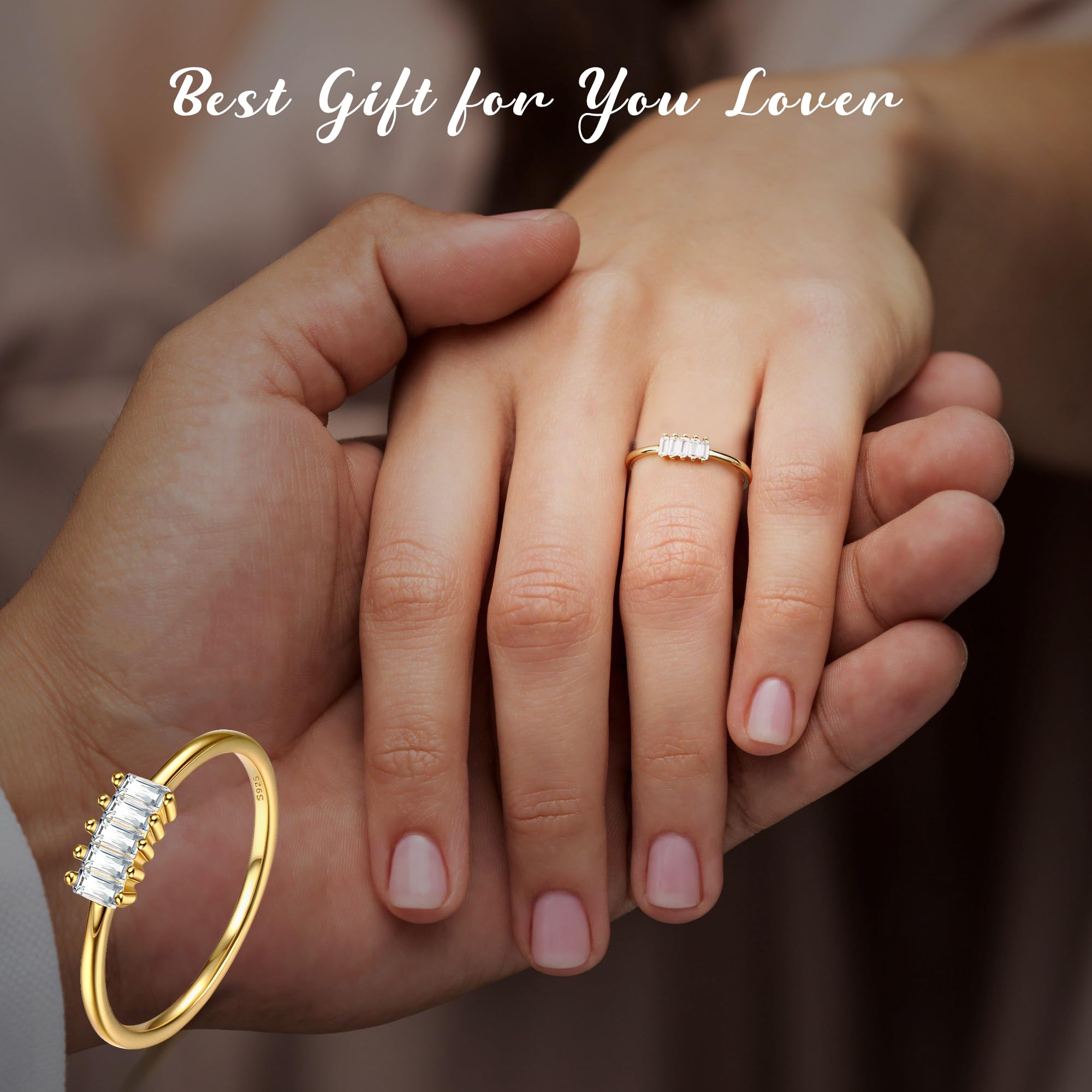 WBDWWTD MILACOLATO 925 Sterling Silber Ringe für Damen, Verlobung, Goldringe, Ewigkeitsversprechen, Zirkonia-Ringe für Jahrestag, Hochzeit, Größen L bis V