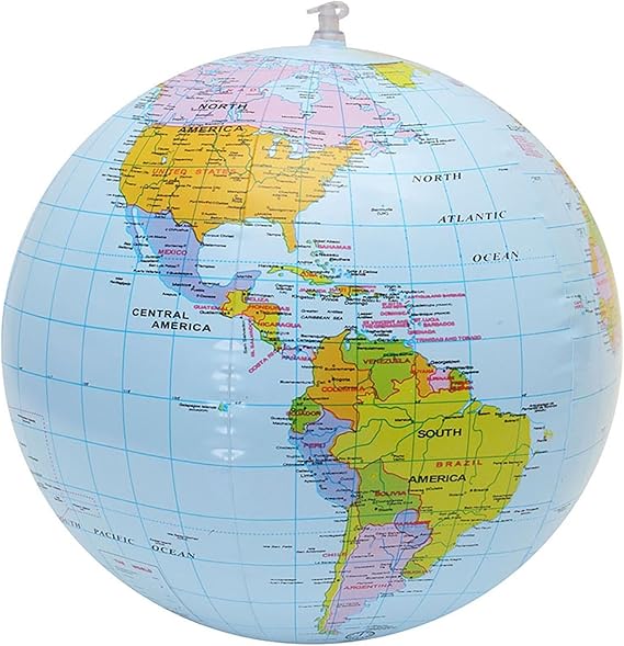 Inflatable Globes 16 Inch Globe Ball, Beach Ball World Globe Game