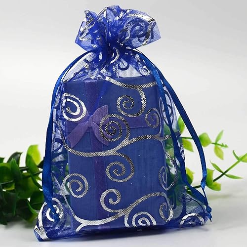 Miniatura 10 de 100 bolsas de regalo de 5 x 7 pulgadas, tela de tul transparente de organza, bolsa de cordón blanco para baby shower, fiesta de cumpleaños,