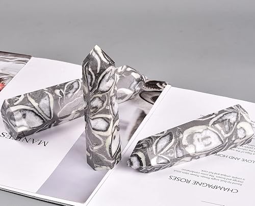 Miniatura 5 de AMOYSTONE Vara grande de cristal curativo de torre de mil ojos, jaspe de aventurina, decoración de cristal verde, Reiki, 2.2-2.6 libras