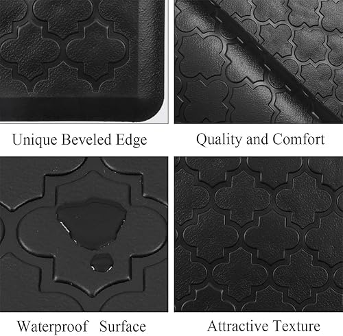 Miniatura 7 de HEBE Tapete de cocina acolchado antifatiga, 20 x 60 pulgadas, impermeable, tapete de cocina antideslizante, tapete ergonómico cómodo para oficina,