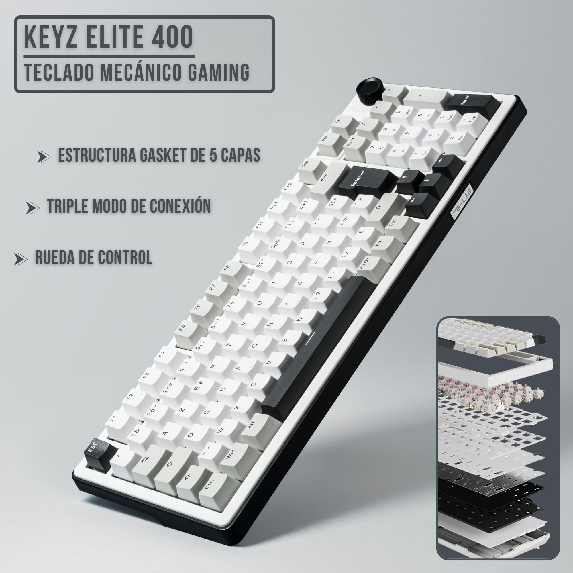 The G-Lab KEYZ Elite 400 WG Clavier Gaming sans Fil, QWERTY Ñ