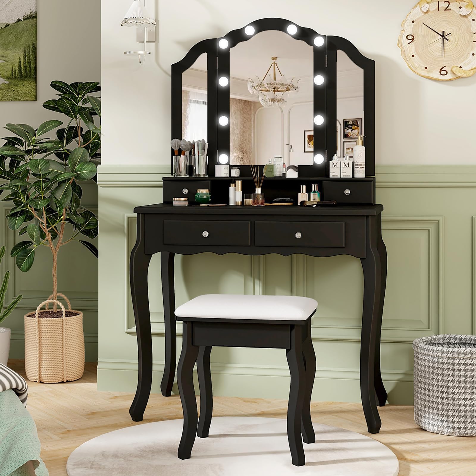 Amazon.com: CHARMAID Vanity Desk with Lights - Makeup Vanity Table