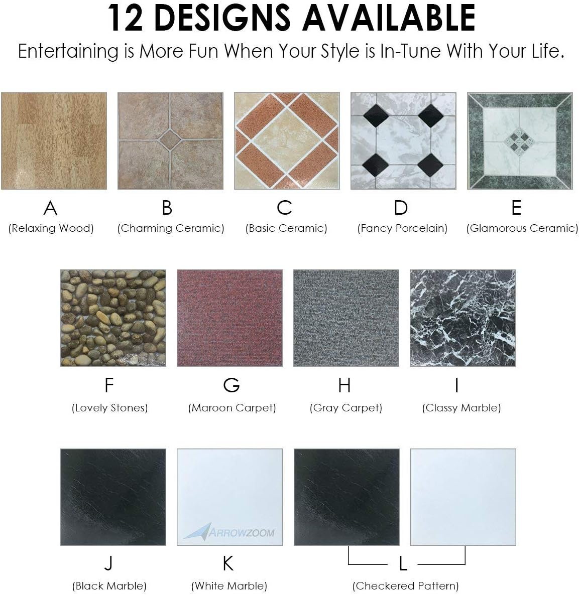 Arrowzoom New 4 Pieces of 30 x 30 x 0.1 CM / 11.8 x 11.8 x 0.03 inches DIY Marble Design Pattern Peel and Stick PVC Vinyl Flooring Tile AZ1175 (Design I)