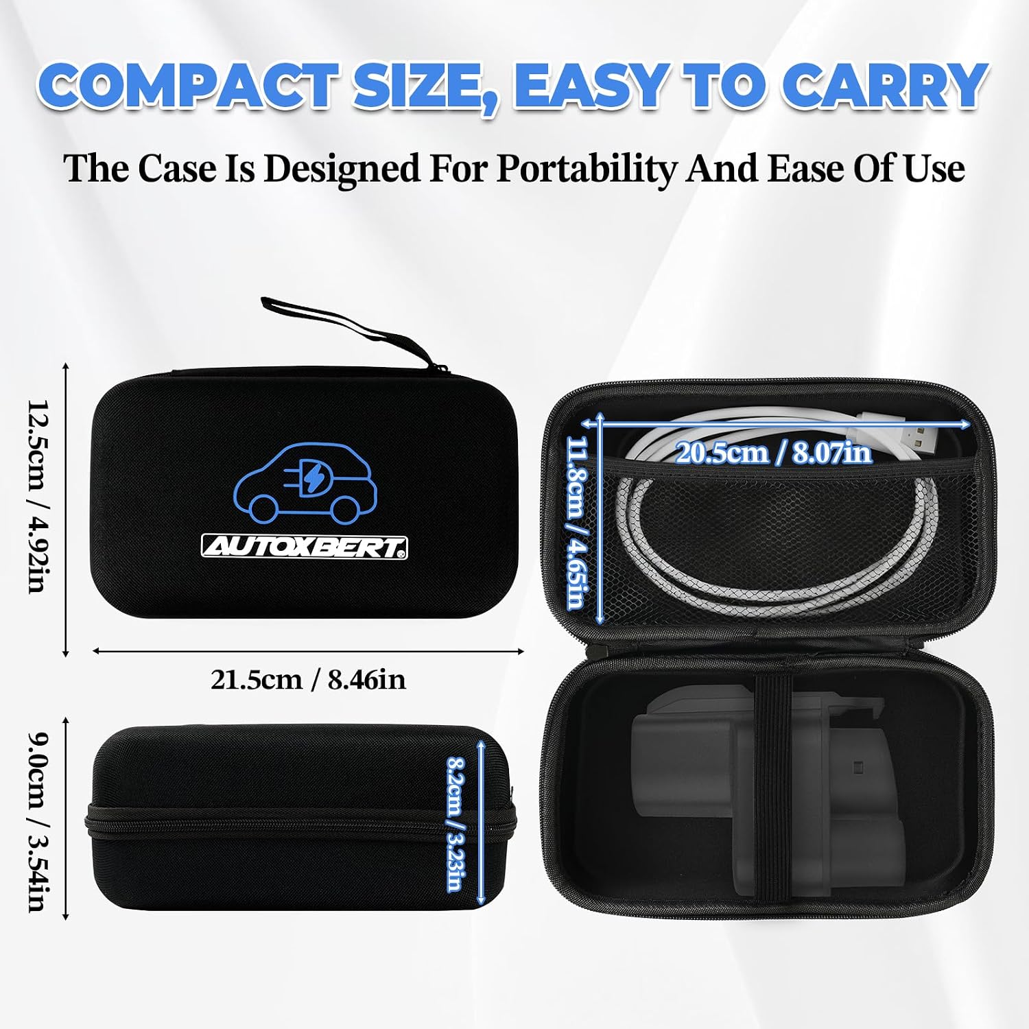 NACS to CCS1 Adapter Storage Case for Tesla 8.46"x4.92" EVA Charger Adapter Case Cover Protective Bag Compatible with Tesla Ford Hyundai Kia GM Supercharger Adapter NACS to CCS1 Fast Charge