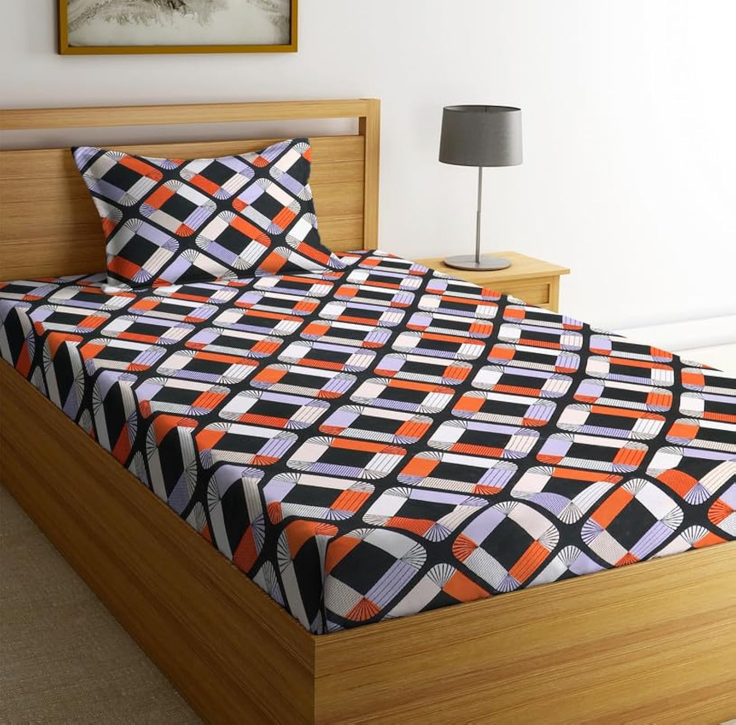 la amour Pure Cotton 220tc Flat Single Bedsheets for Summer Breathable | Wrinklefree Super Soft (Size-60 X 90 Inch or 228x152 cm) with 1 Pillow Covers (Size-17 X 27 Inches,White & Black)| TC - 220 (B0D2RV5QVX) Amazon Price History, Amazon Price Tracker