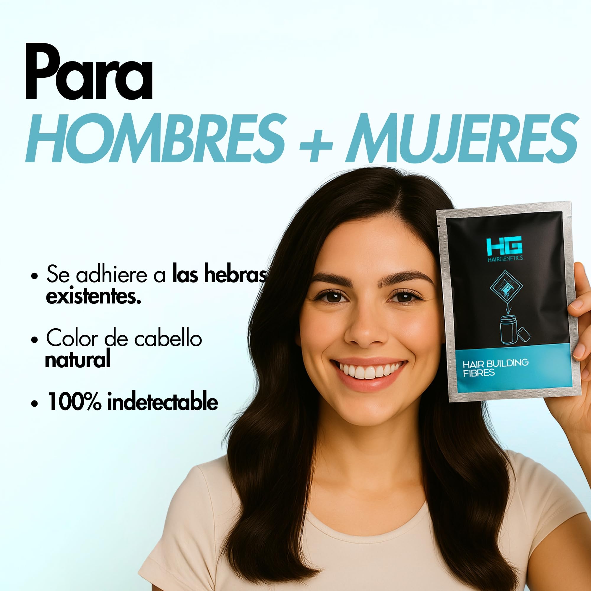 Hair Genetics Fibras Capilares Pack de Recarga – Fibra Capilar Natural para Cabello Fino y Caída del Cabello, Cobertura Instantánea y Volumen para Hombres y Mujeres, Fibras Capilares (Negro 50g)