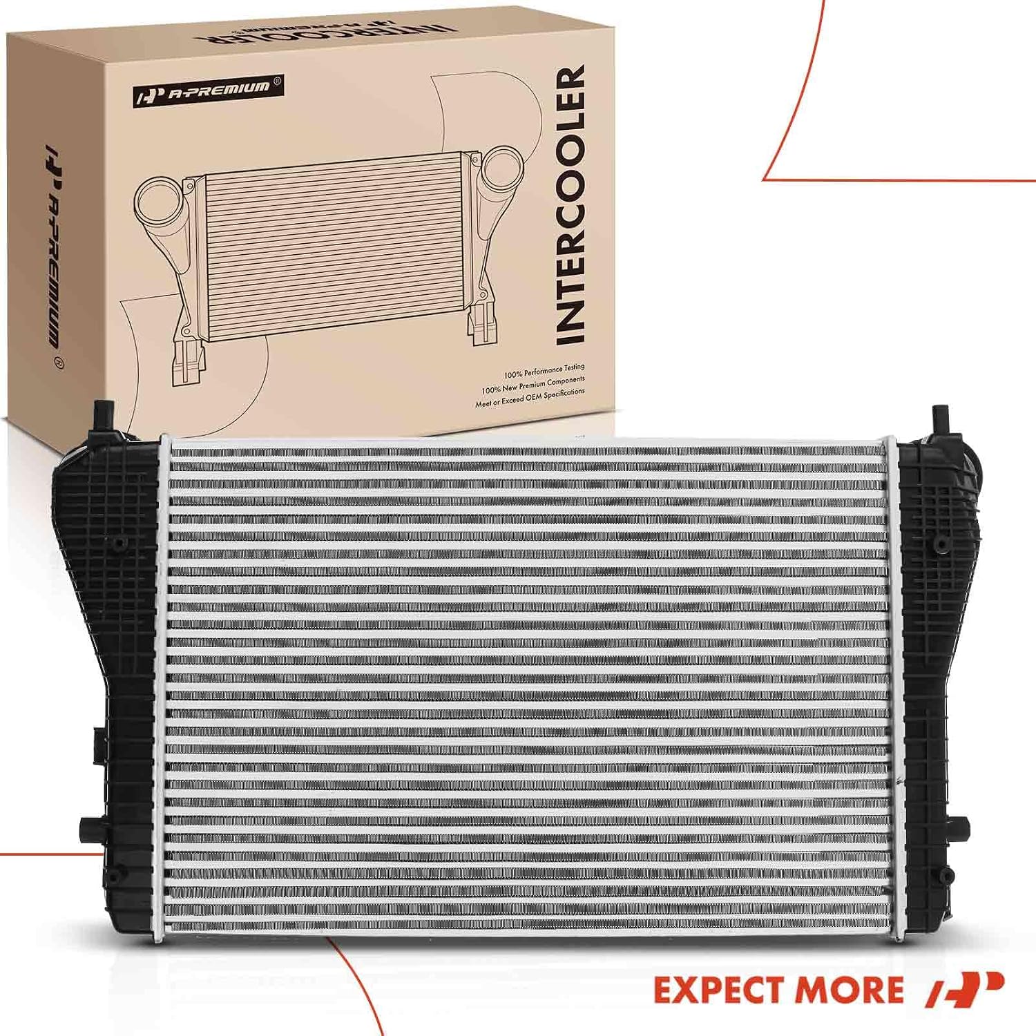 A-Premium Turbocharger Intercooler 2006-2016 Compatible with Audi A3 TT Quattro & Volkswagen Jetta Eos GTI, L4 2.0L Turbocharged, Charge Air Cooler