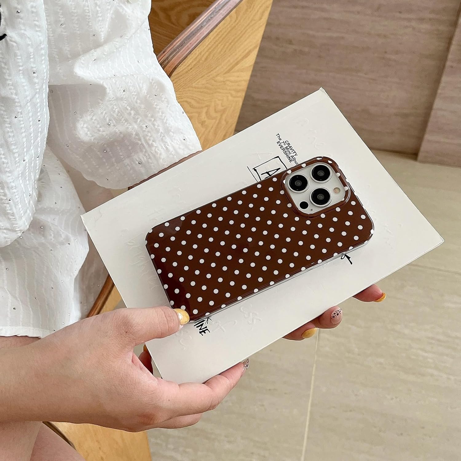 Brown Polka Dot Phone Case for iPhone 14 Pro 6.1in,Retro Vintage Cute Aeshtetic Classic Minimalist Chic Pattern Protective Cover for Girls Women - Image 7