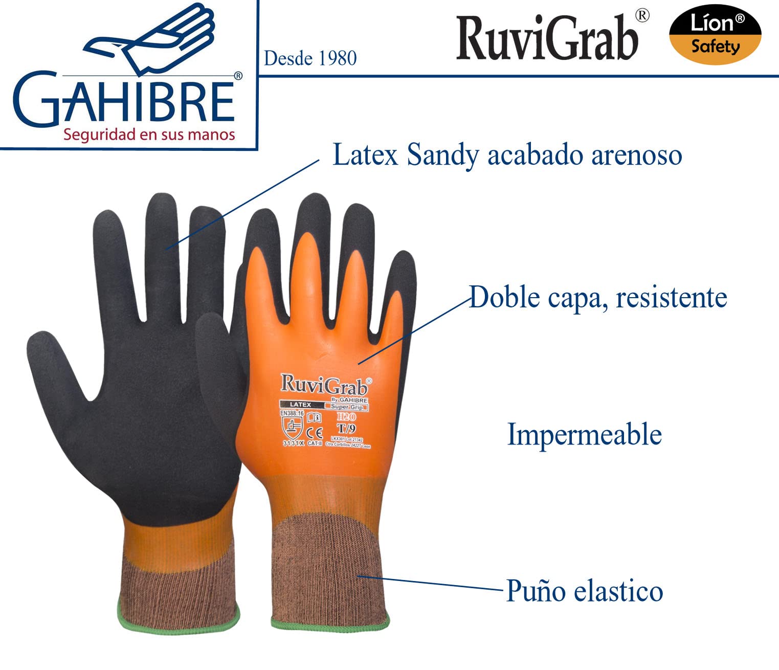 Guanti Lavoro Impermeabili XL In Lattice | Per Giardinaggio Edilizia | Antiscivolo Certificati EN388