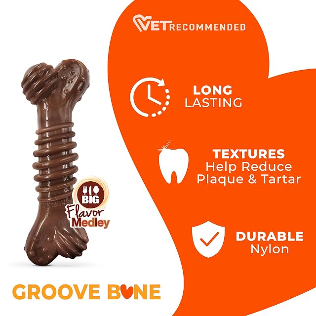 Foto 3 de 8 de Nylabone Juguete masticable en Forma de Hueso para la higiene Dental de Perros con mordida agresiva