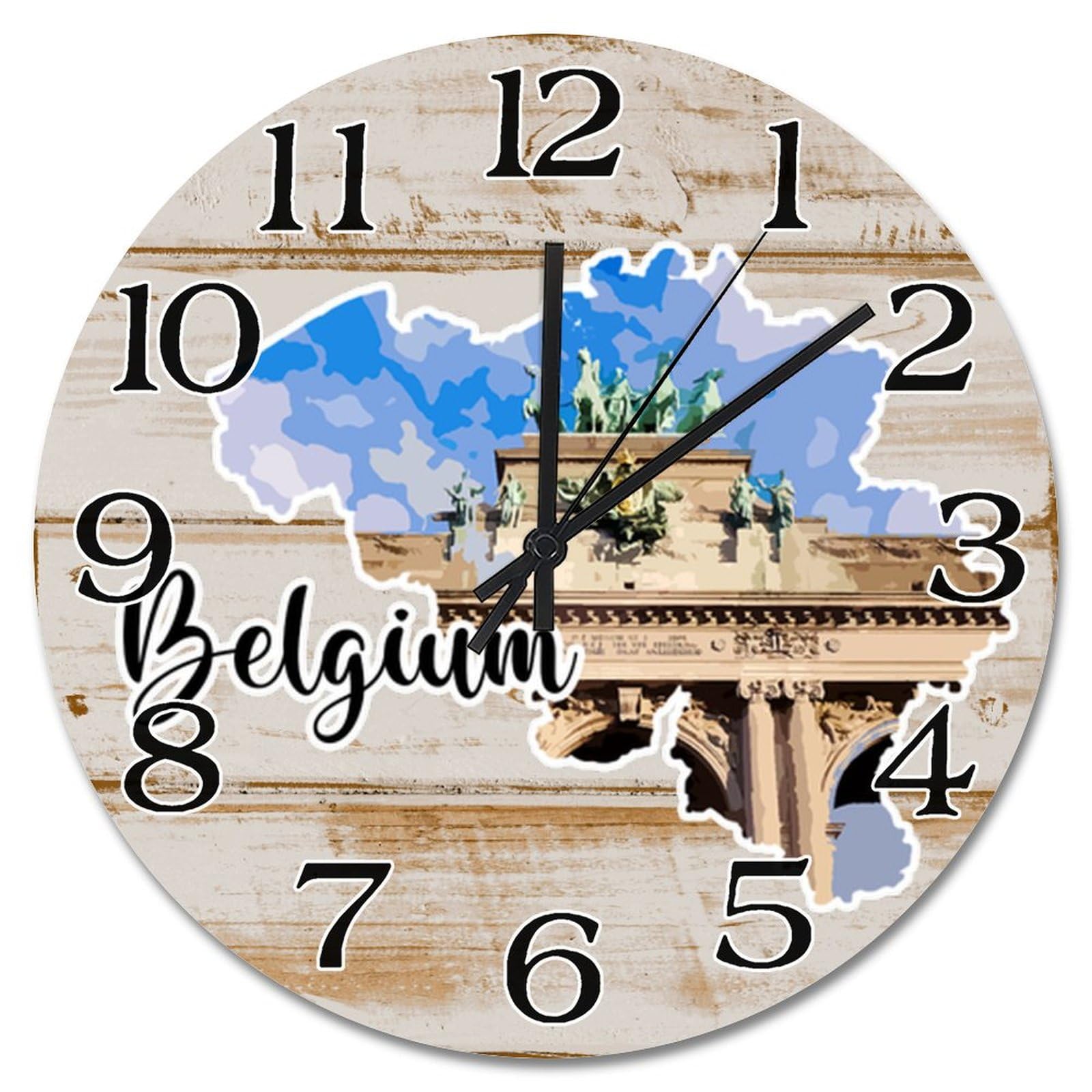 Horloge murale ronde Belgique pour decoration salon et style ferme