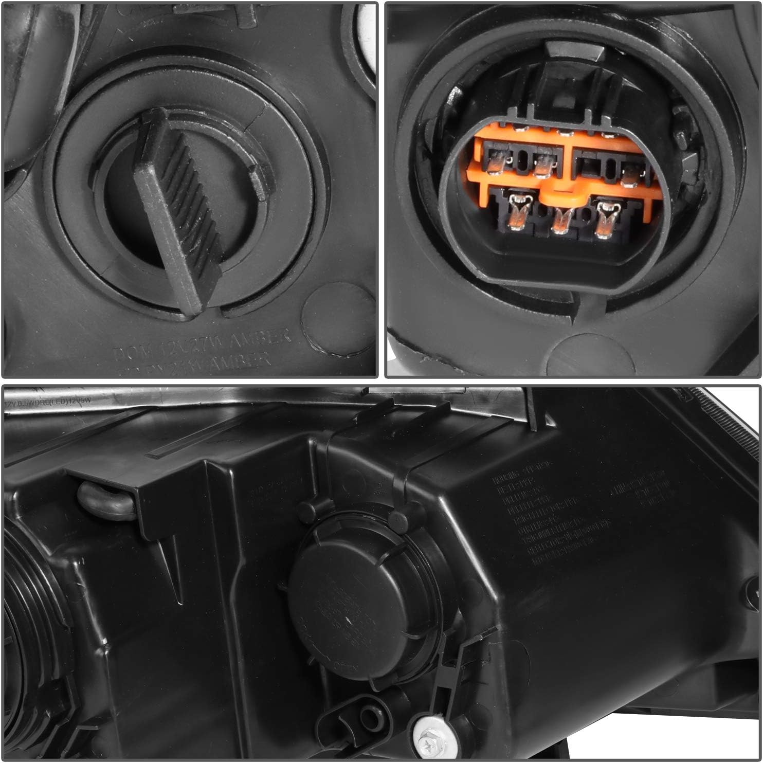 Auto Dynasty LED DRL Projector Headlight Lamp Compatible with Sorento EX SX 2014-2015, Driver Left Side, Black Housing Amber Corner