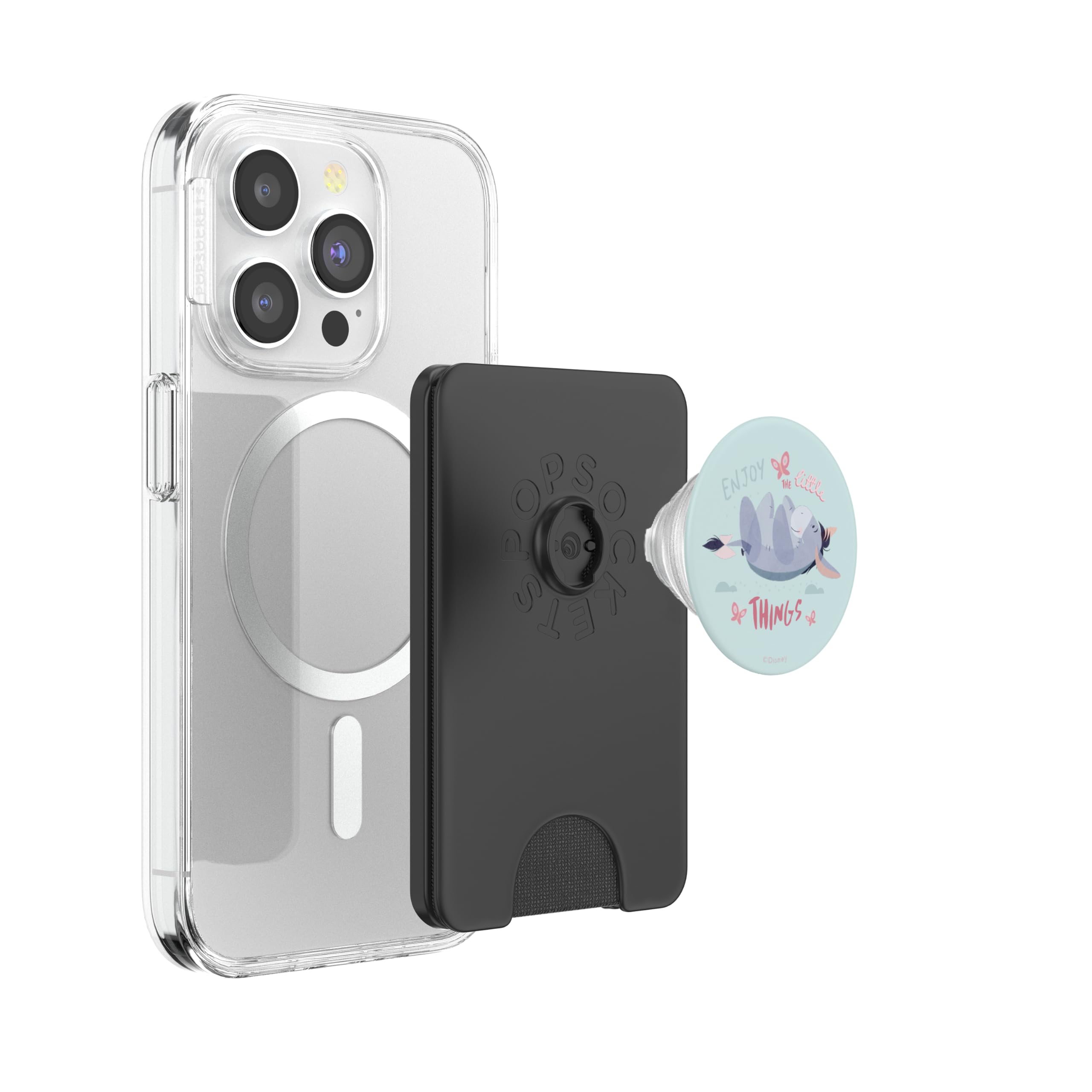 Disney Winnie The Pooh Eeyore Enjoy the Little Things PopSockets PopWallet for MagSafe, Black - Image 3